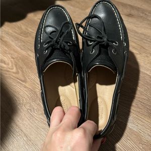 Black leather Sperry worn once